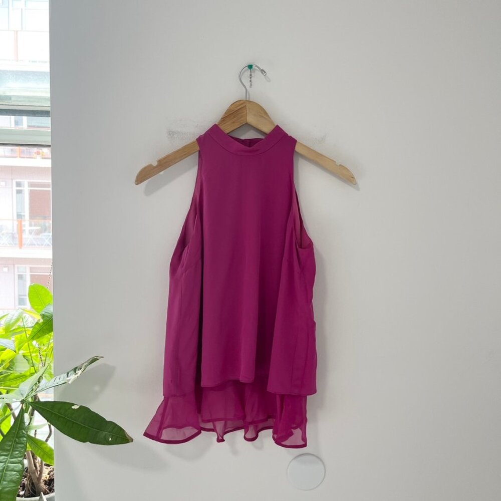 Elizabeth and James Silk Pink Tiered High Neck Tank Blouse Size XXS